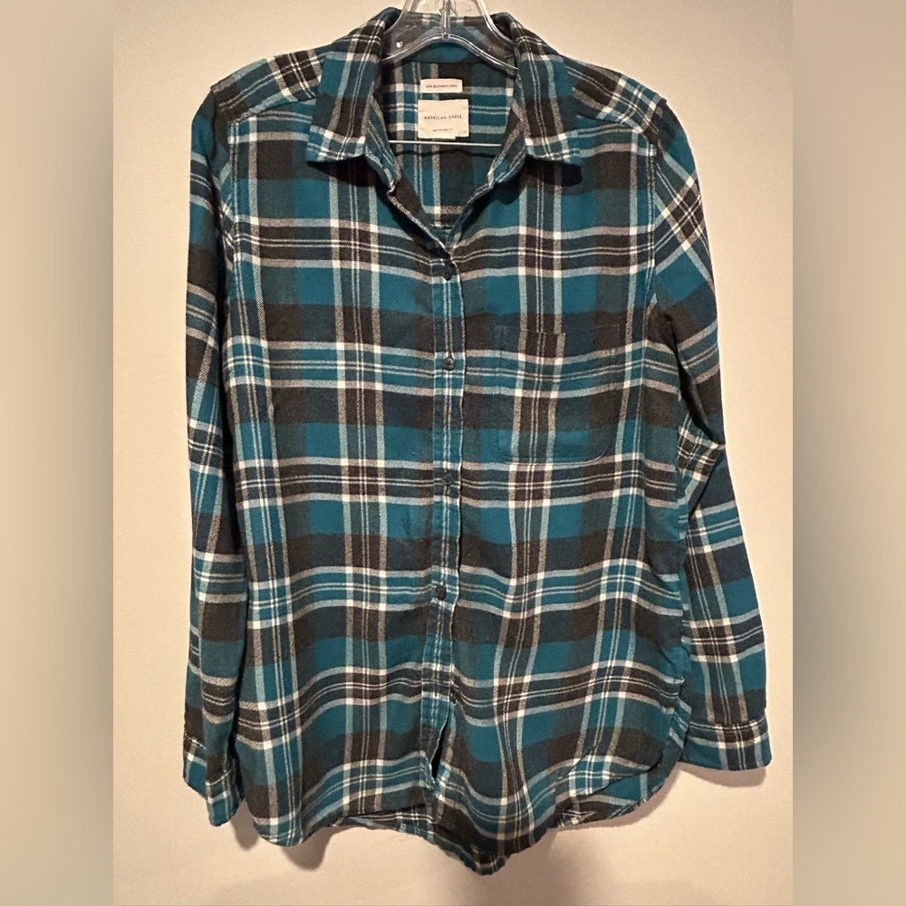 American Eagle Ahh-Mazingly Soft Boyfriend Fit Plaid Flannel Shirt Women’s Small - Picture 3 of 9